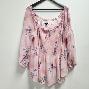 Cottagecore Feminine Floral Lane Bryant Womens Plus Sheer Blouse Size 22/24Lined